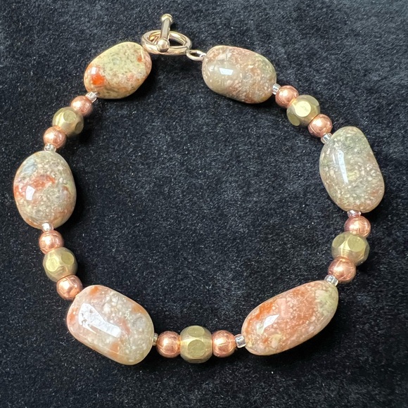 Jasper Chunk Bracelet with Copper, Brass, & Gold Filled Clasp - Picture 1 of 2